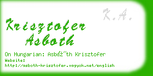 krisztofer asboth business card